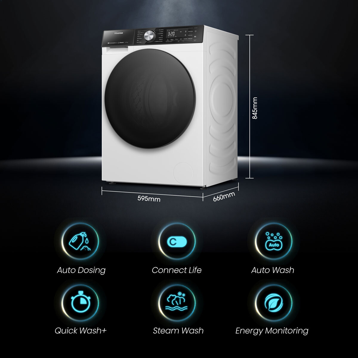 Hisense WF5S1045BW,10.5kg, 1400rpm, Washing Machine A Rated in White