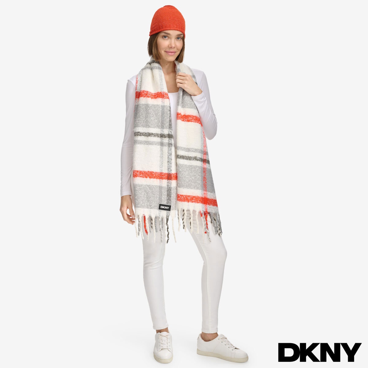 DKNY Hat & Scarf Set in Orange