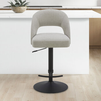 Kobe Grey Fabric Gas Lift Bar Stool