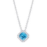 Blue Topaz & 0.13ctw Diamond Pendant, 14ct White Gold