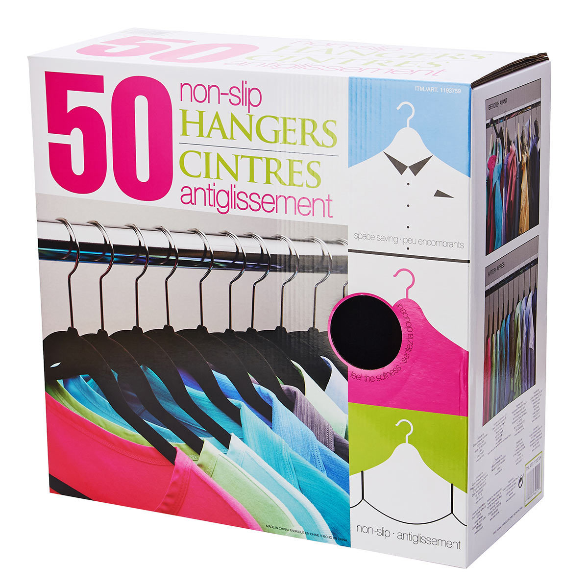 neatfreak 50-Pack Steel Non-slip Grip Clothing Hanger (Gray) at