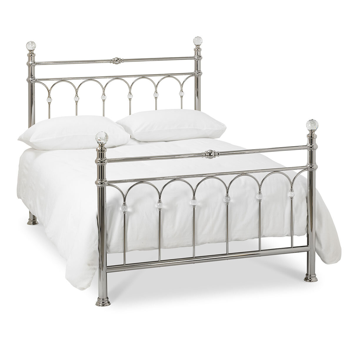 Bentley Designs Cristina Shiny Nickel Finish Metal Bed Frame