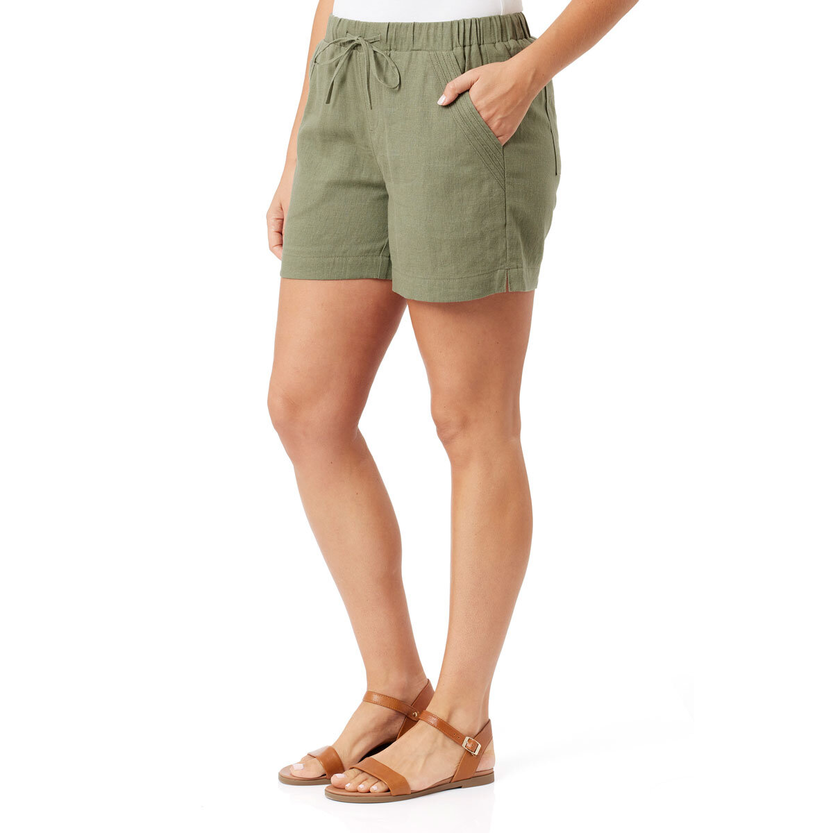 Briggs Ladies Linen Short in Green