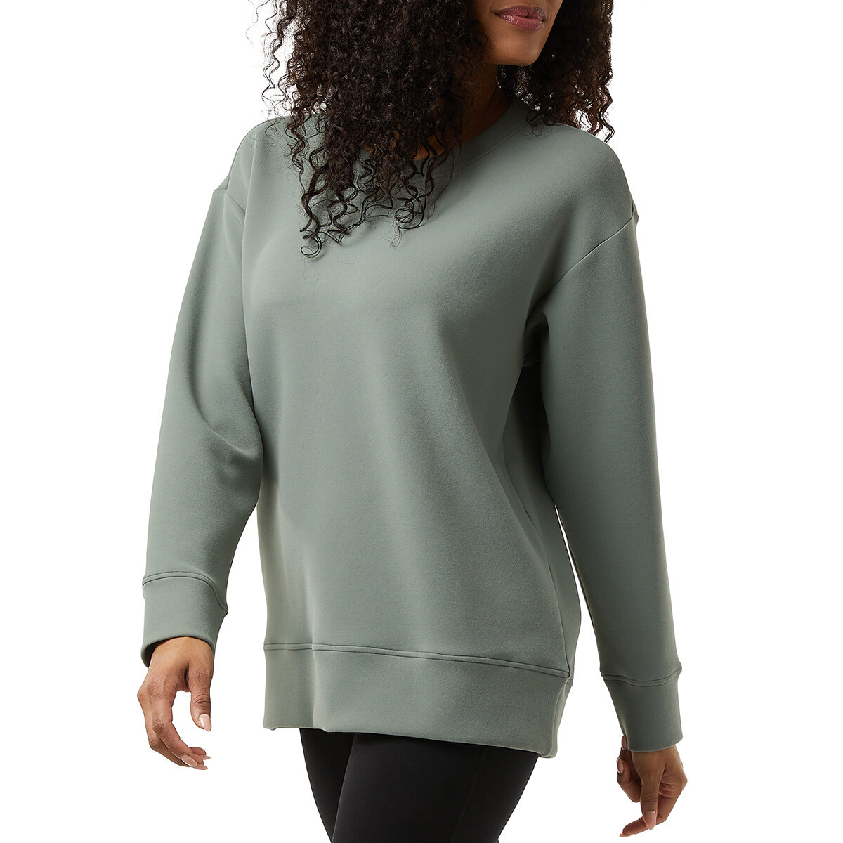 32 Degrees Ladies Sueded Tech Crewneck in Green