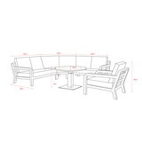 LIFE Outdoor Living Timber 5 Piece Corner Patio Set with Height Adjustable Table