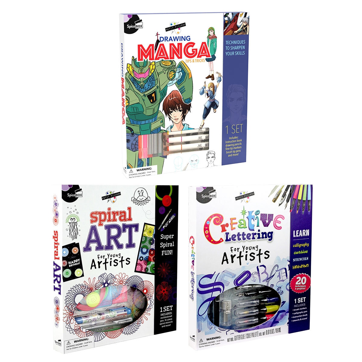 Petit Picasso Art in 4 Options: Manga, Creative Lettering or Spiral Art