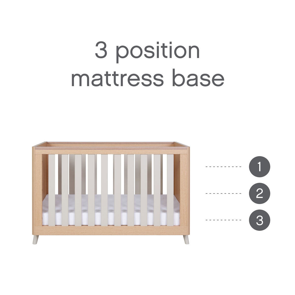 Tutti Bambini Fika Mini Cot Bed with Sprung Mattress, Sand