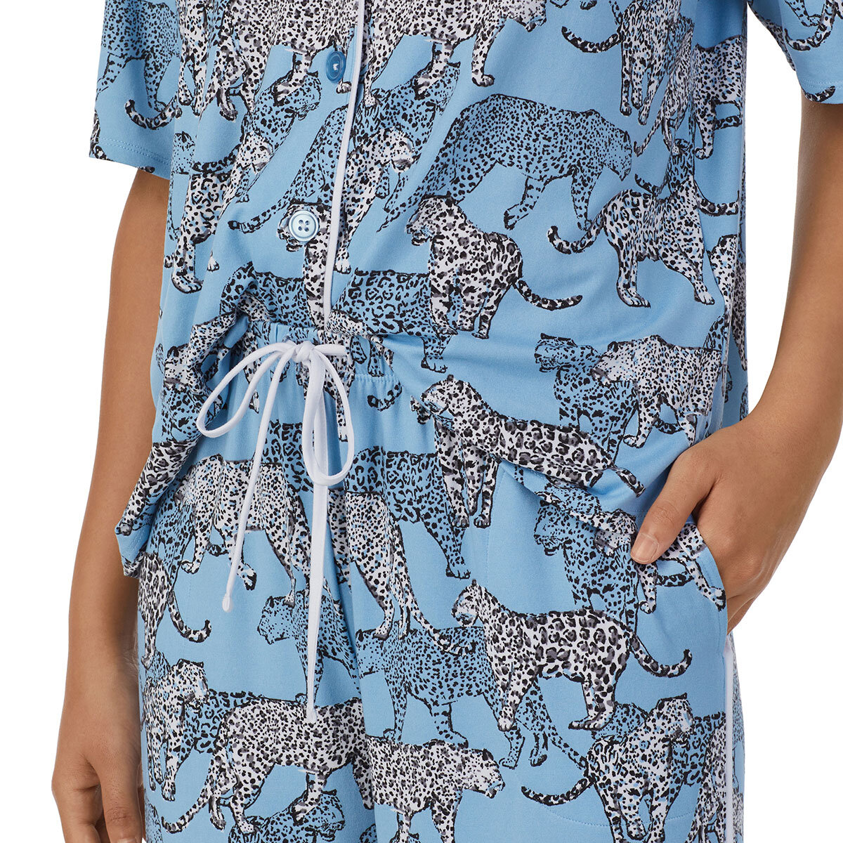 Room Service Notch Collar 2 Piece PJ Set in Blue