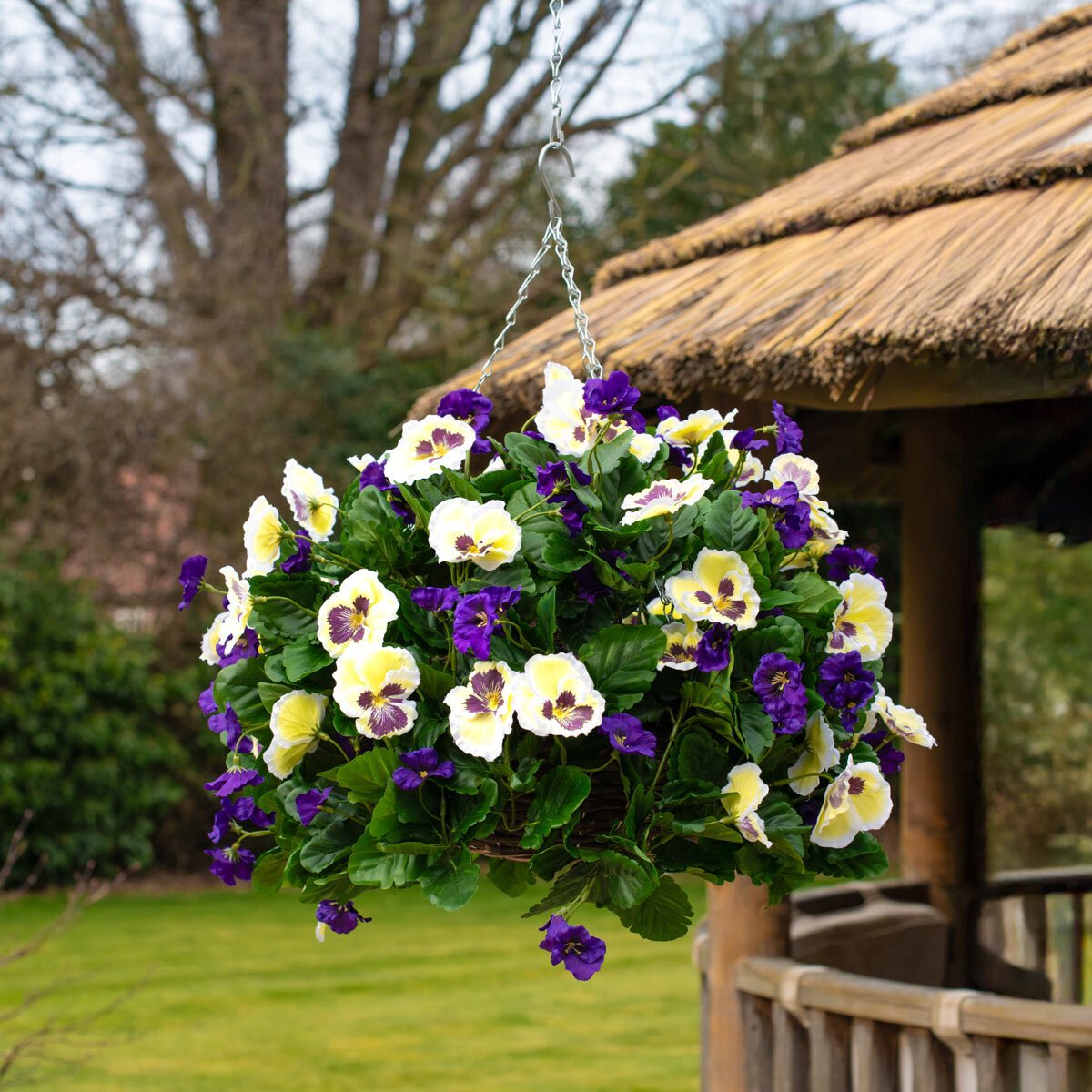 Artificial Flower Hanging Basket in 3 Colours Artificial Flower Hanging Basket in 3 Colours