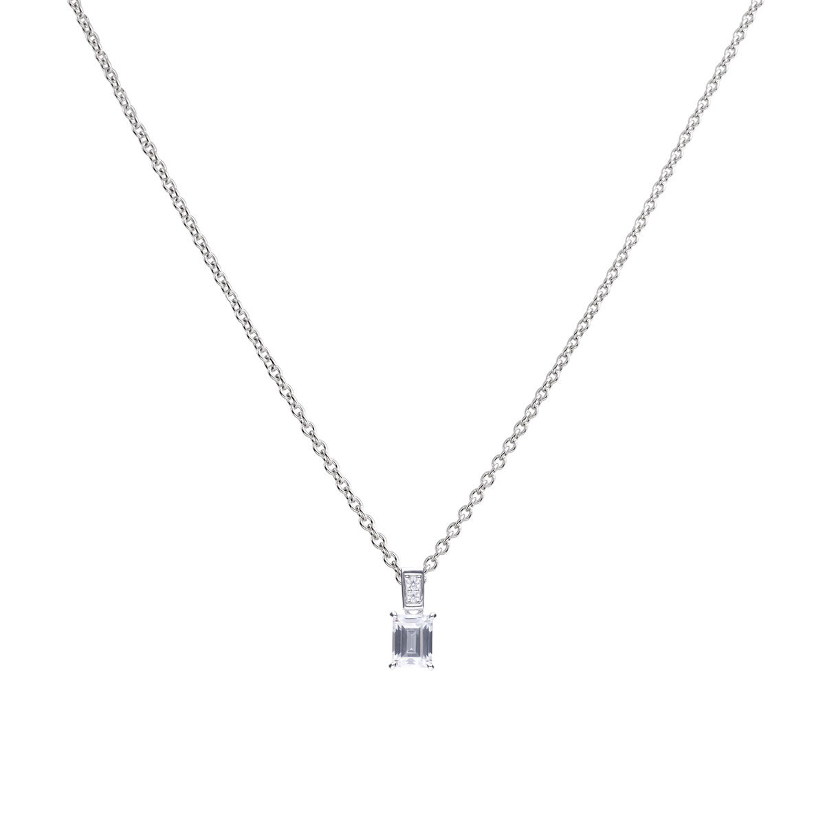 DiamonFire Sterling Silver Emerald Cut Cubic Zirconia Pendant