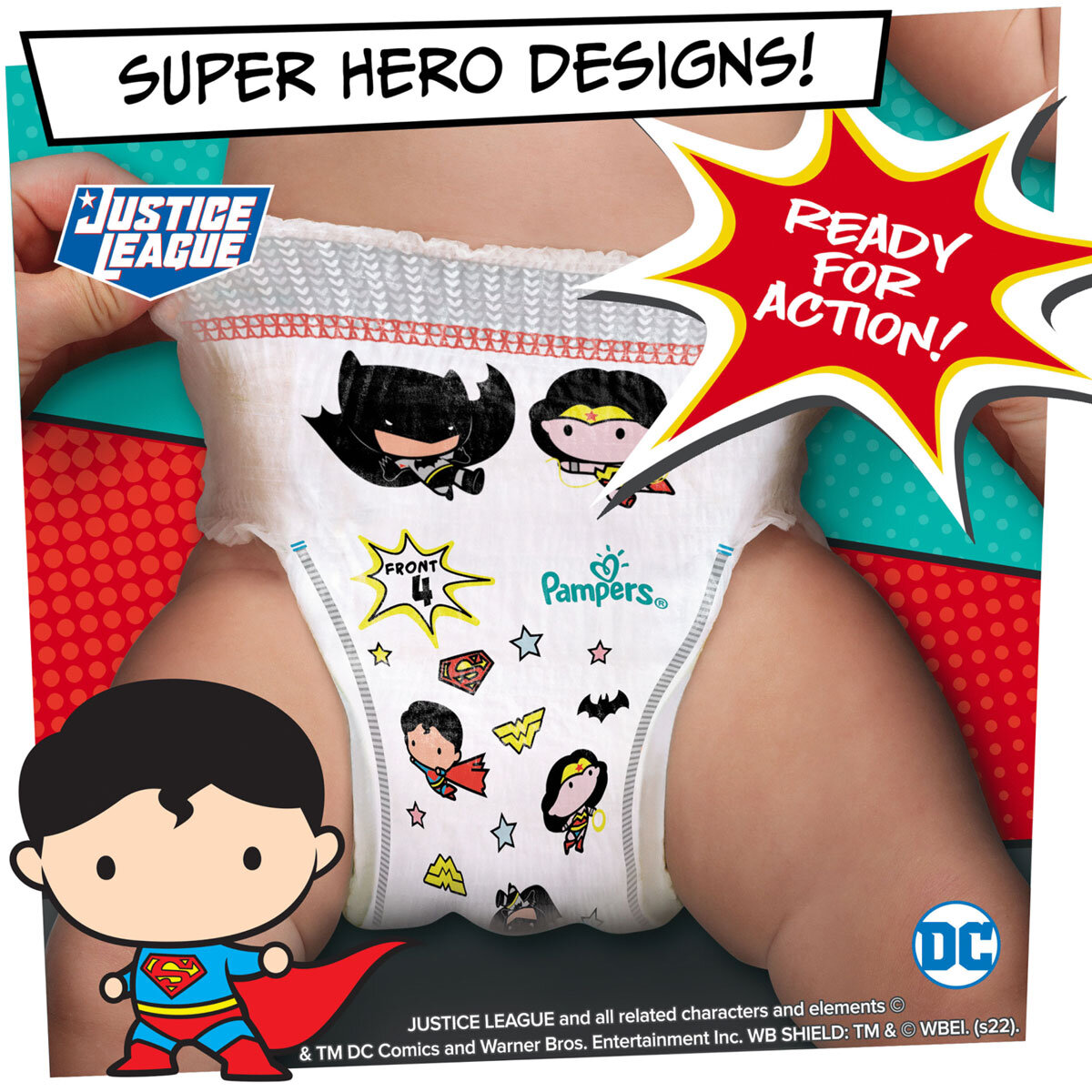 Pampers Baby Dry Nappy Pants DC Super Heroes Size 6, Mont