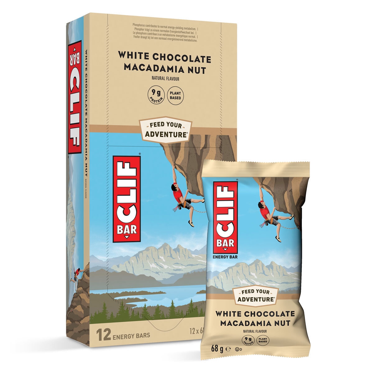 Clif Bar White Chocolate & Macadamia Nut, 12 x 68g