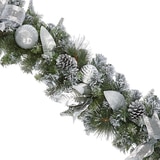 9ft (274.3 cm) Pre-Lit Garland With Plug In Lights in Silver