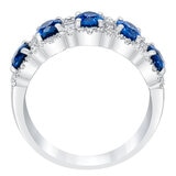 Blue Sapphire & 0.60ctw Diamond Ring, 14ct White Gold