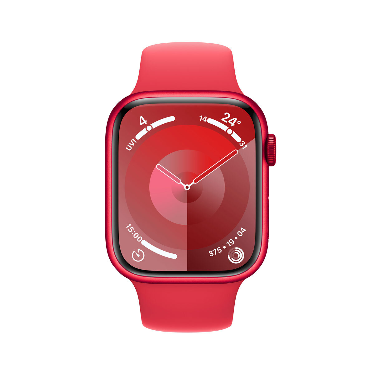 Apple Watch Series 9 GPS, 45mm Product(Red) Aluminium Case with Product(Red) Sport Band S/M, MRXJ3QA/A