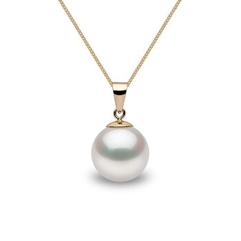 10-10.5mm Cultured Freshwater White Pearl Pendant, 18ct Yellow Gold