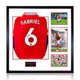 Gabriel Magalhães Arsenal 24/25 Signed Framed Shirt, including 3 Photos