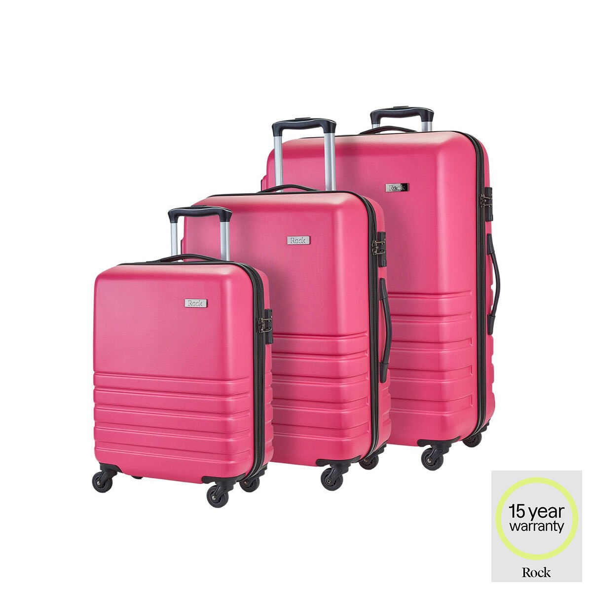 Rock Byron 3 Piece Hardside Luggage Set in Pink