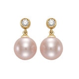 9-9.5mm Cultured Freshwater Pearl & 0.20ctw Diamond Earrings, 14ct White Gold