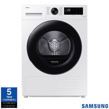 Samsung Series 5 DV90CGC0A0AEEU, 9kg Heat Pump Dryer, A++ Rated in White