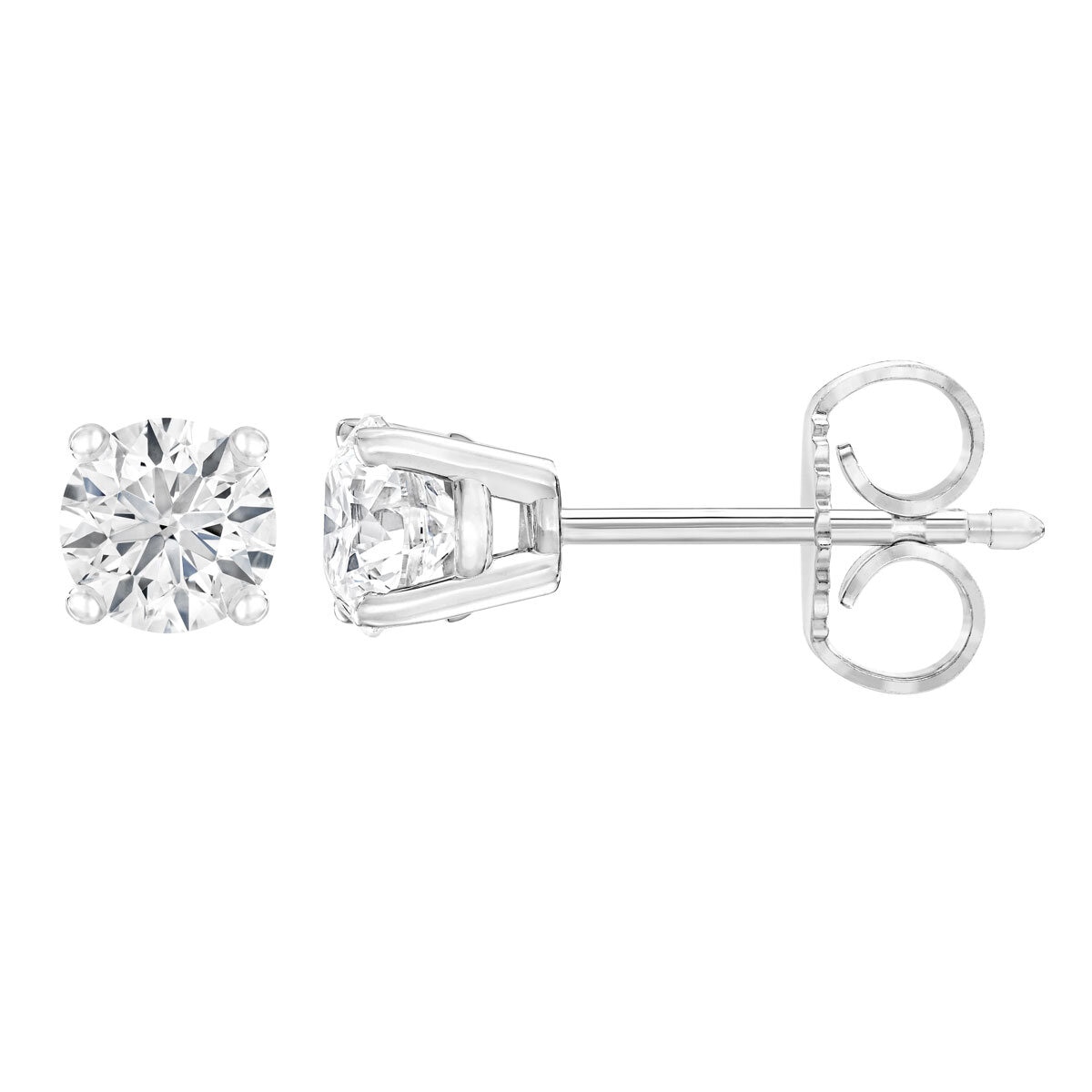 0.80ctw Round Brilliant Cut Diamond Stud Earrings, 14ct White Gold