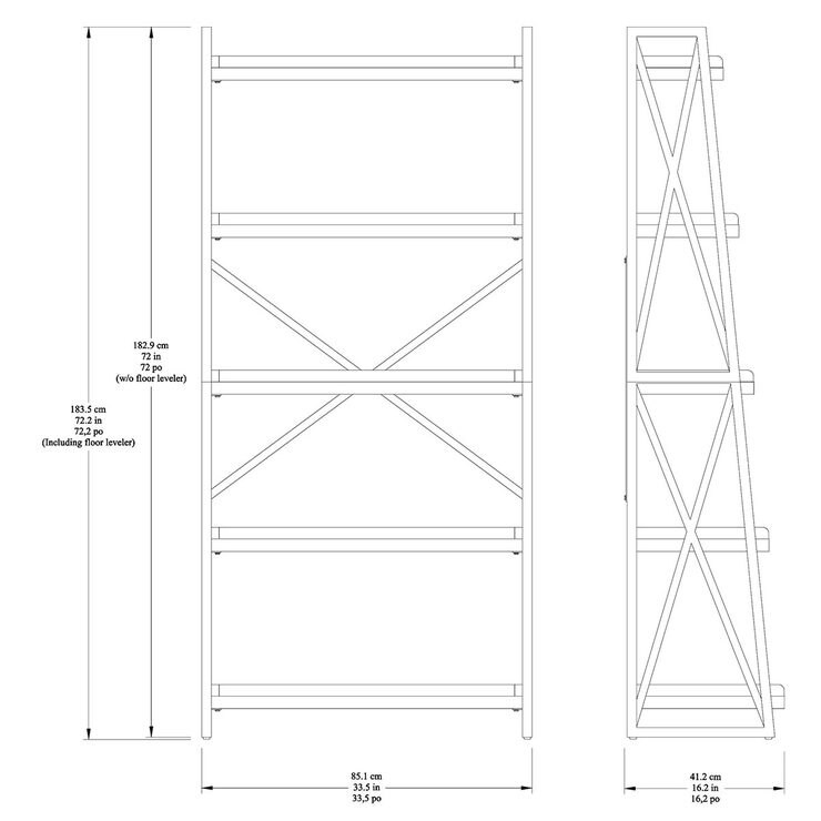 Bayside Furnishings Ladder Bookcase with 5 Fixed Shelves | Costco UK