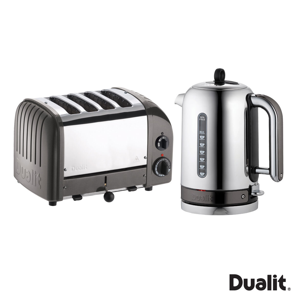 Dualit Lite - Toaster - electrical - 2 slice - stainless steel/charcoal 