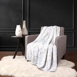 Life Comfort Printed Plush Throw in White Floral, 152 x 177 cm