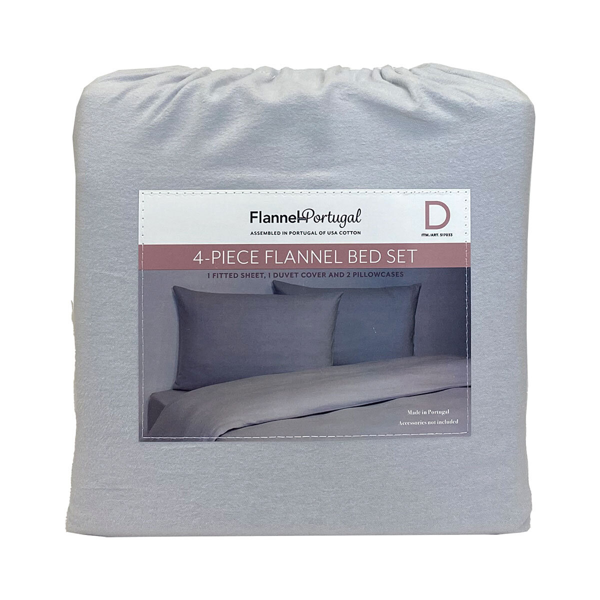 Portuguese Flannel Cotton 4 Piece Double Duvet Set, in 4 colours