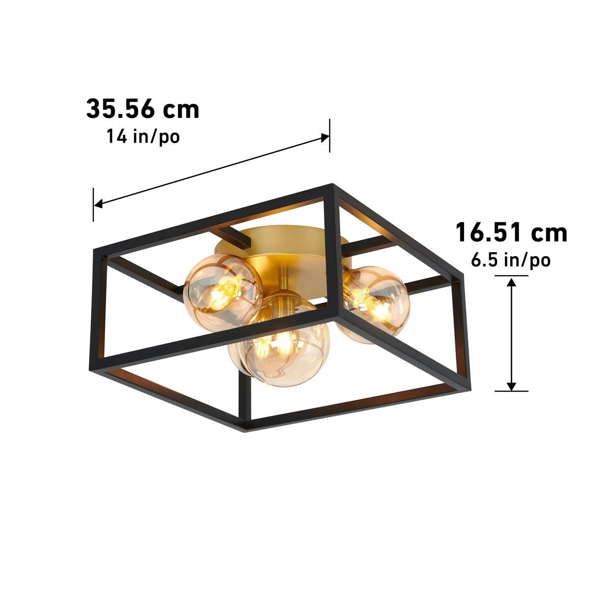 Artika Griffintown 4-Light Flushmount Ceiling Light Black & Gold With Bulbs FM-GT-5L40 at costco.co.uk