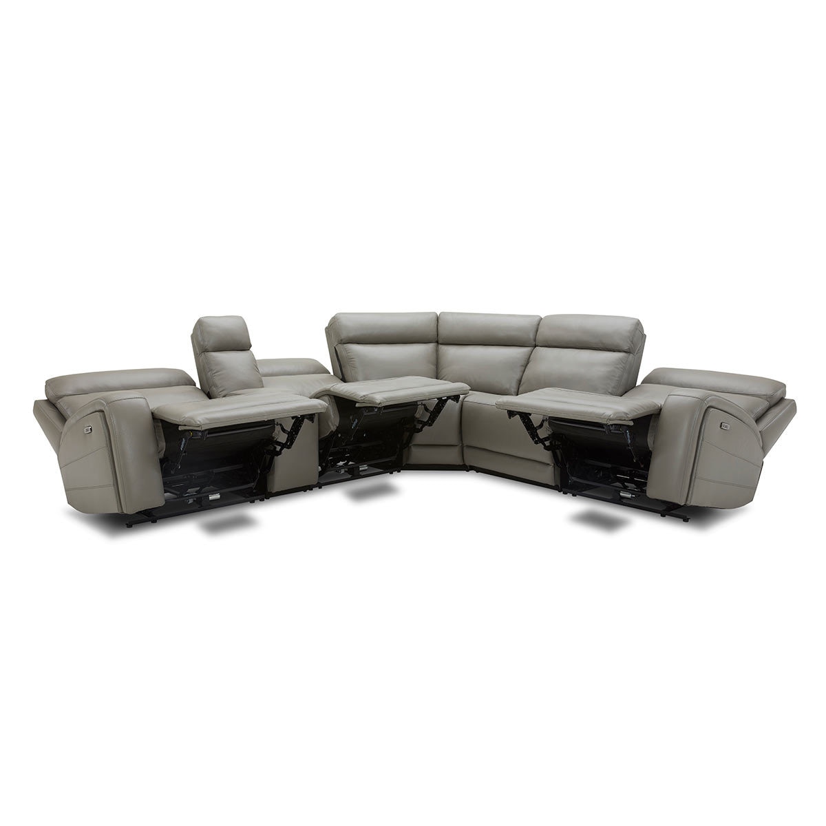 Kuka Paisley Leather Power Reclining Sectional Sofa with Power