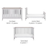 Tutti Bambini Verona Cot Bed with Sprung Mattress, Grey & Oak Finish