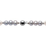 6-7mm Cultured Freshwater White & Grey Pearl Necklace, 18ct White Gold