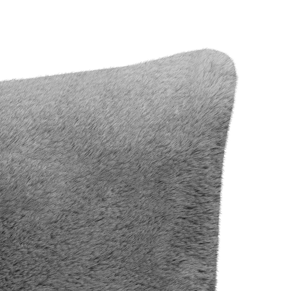 Oblong Fur Cushion in Grey