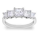 2.00ctw Princess Cut Diamond 5 Stone Ring, 18ct White Gold