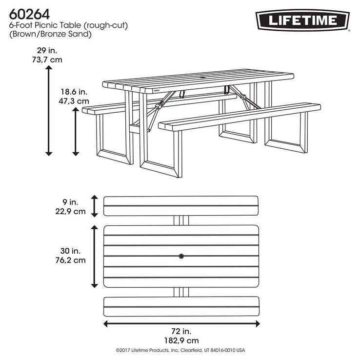 Lifetime 6ft (1.82m) Rough Cut Picnic Table | Costco UK