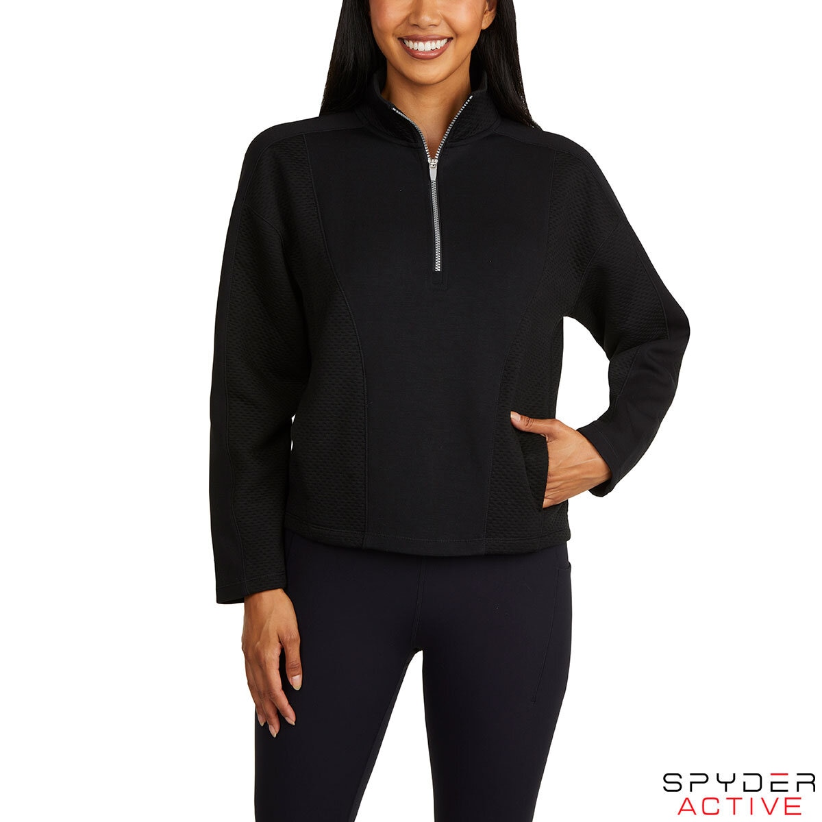 Spyder Ladies Peached 1 2 Zip Sweatshirt In Black, Medium