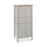 Bentley Designs Whitby Scandi Oak & Grey 5 Drawer Chest of Drawers, Side View