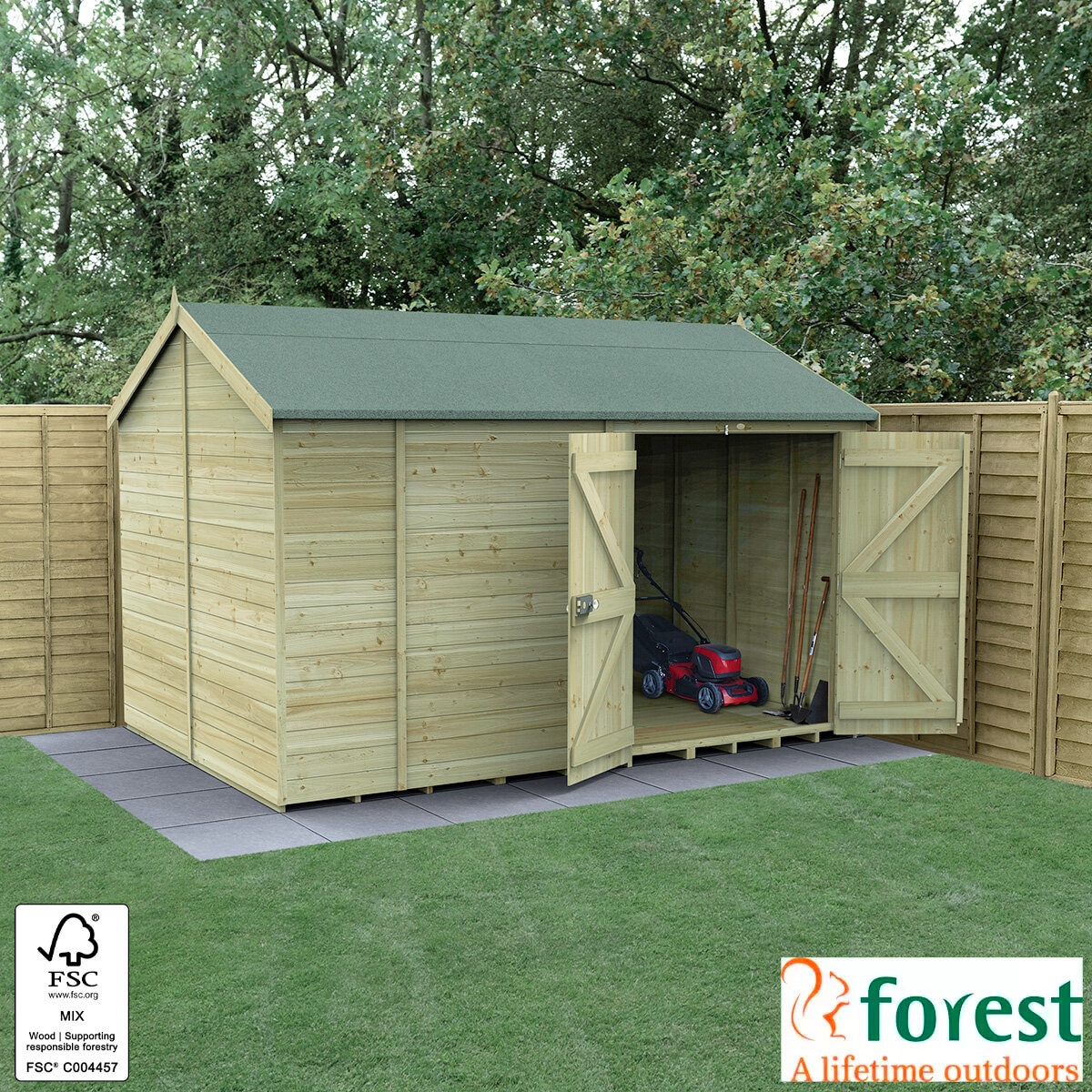 Forest Garden Timberdale 12ft x 8ft 3" (3.6 x 2.5m) Tongue & Groove Wooden Storage Shed