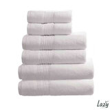 Lazy Linen 6 Piece Towel Bundle in White, 2 x Hand Towels, 2 x Bath Towels & 2 x Bath Sheets