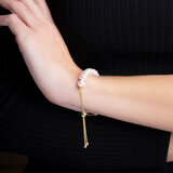 7.5-8mm Cultured Freshwater White Pearl Bolo Bracelet, 18ct Yellow Gold