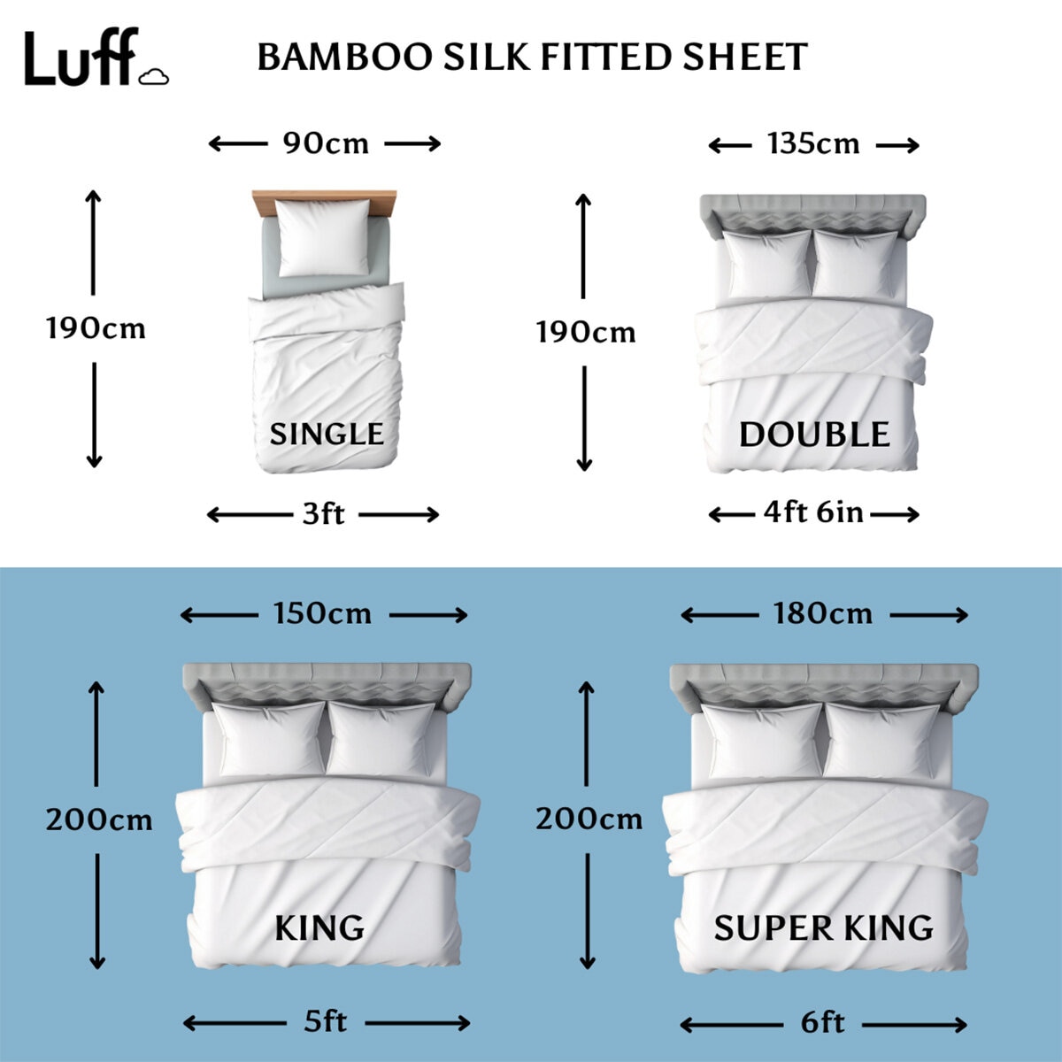 Luff 700 Thread Count 100% Organic Bamboo Deep Fitted Grey Sheet