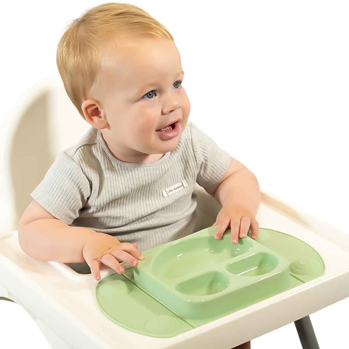 EasyTots EasyMat Mini Divided Suction Weaning Plate in Sage