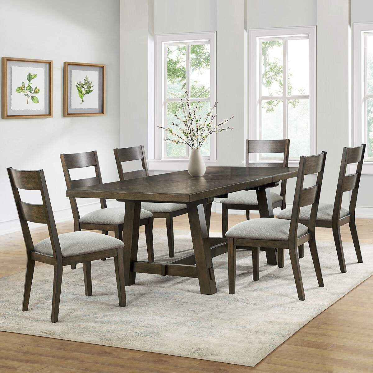 Brinley Extending Dining Table + 6 Chairs, Seats 4-6