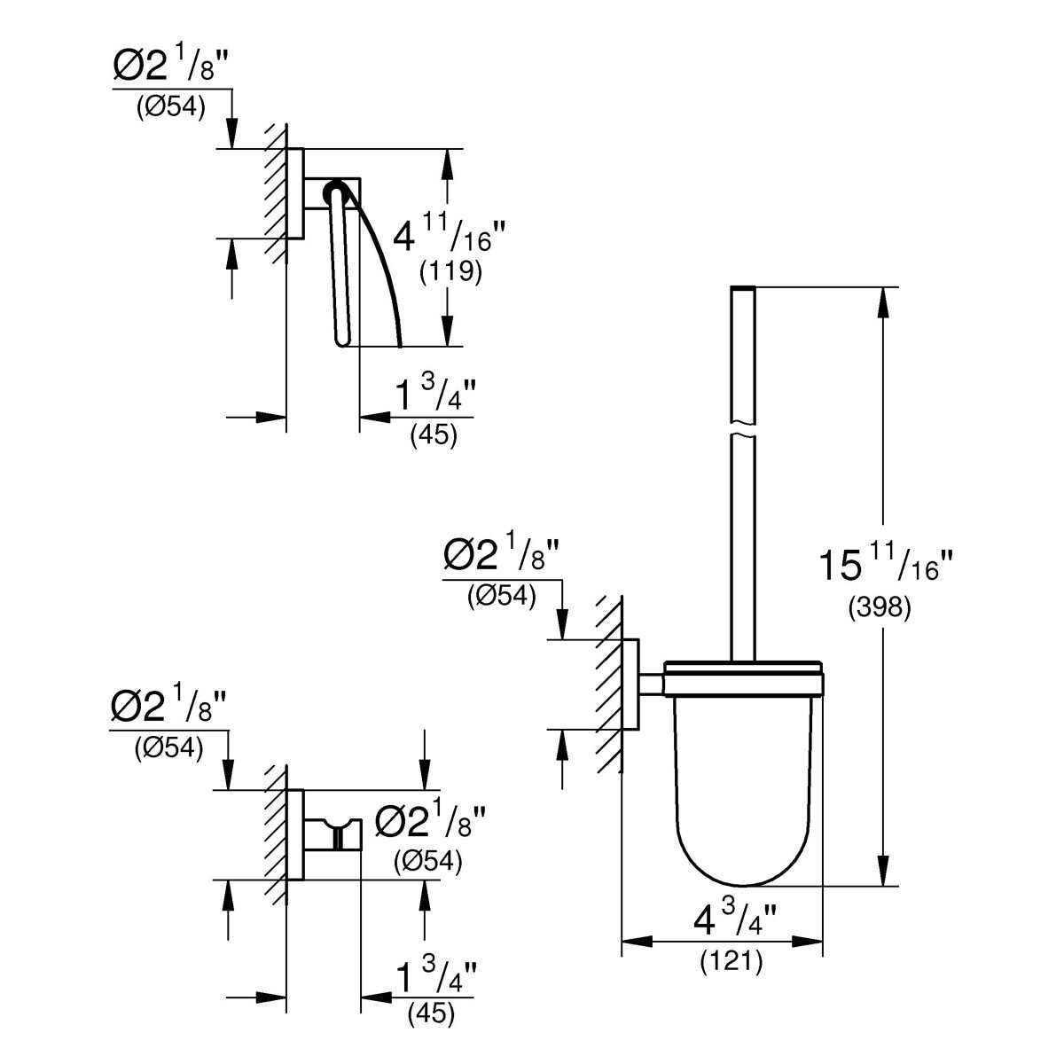 GROHE QuickFix 3-in-1 Toilet Accessories set in chrome