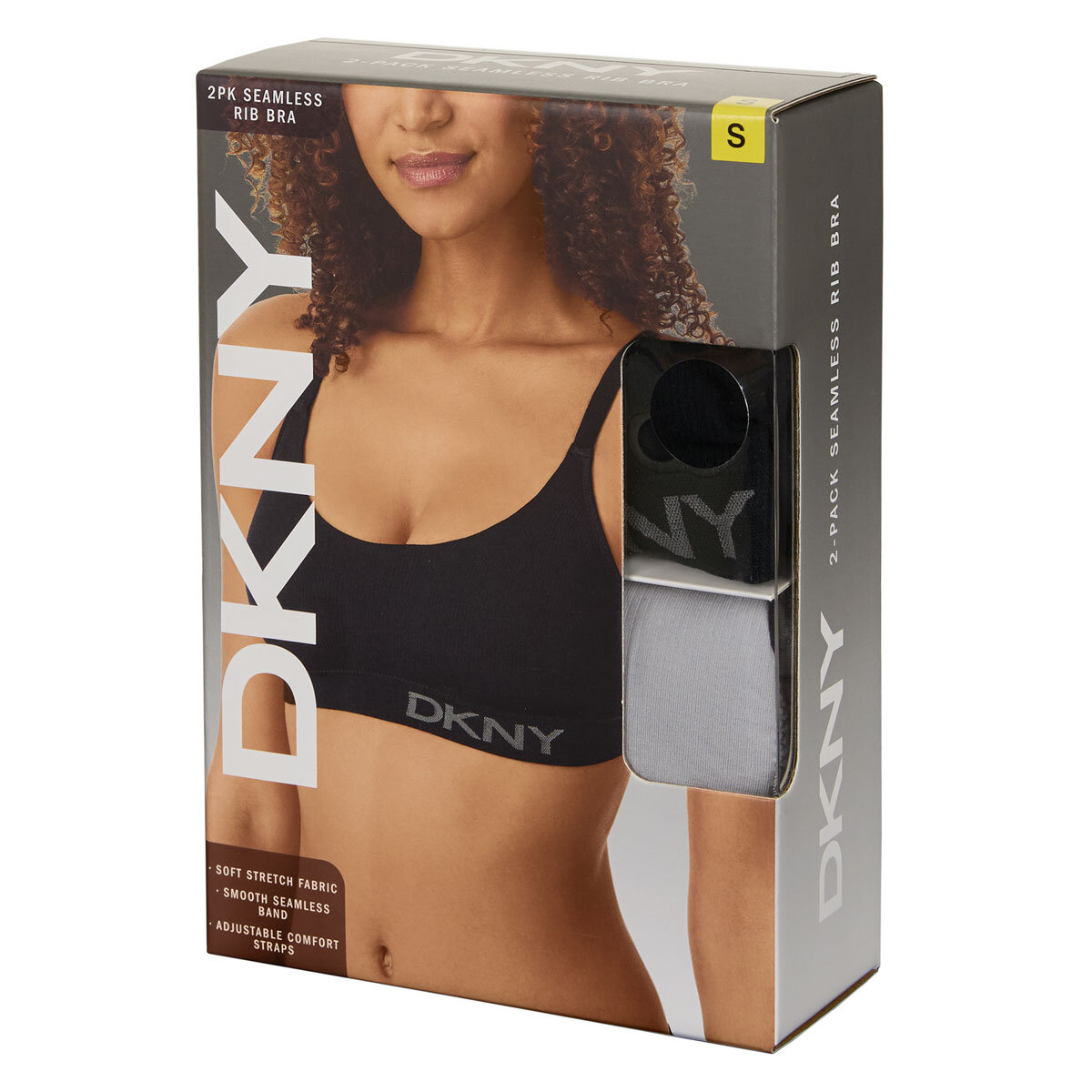 DKNY Ladies Seamless Ribbed Bralette 2 Pack in Black