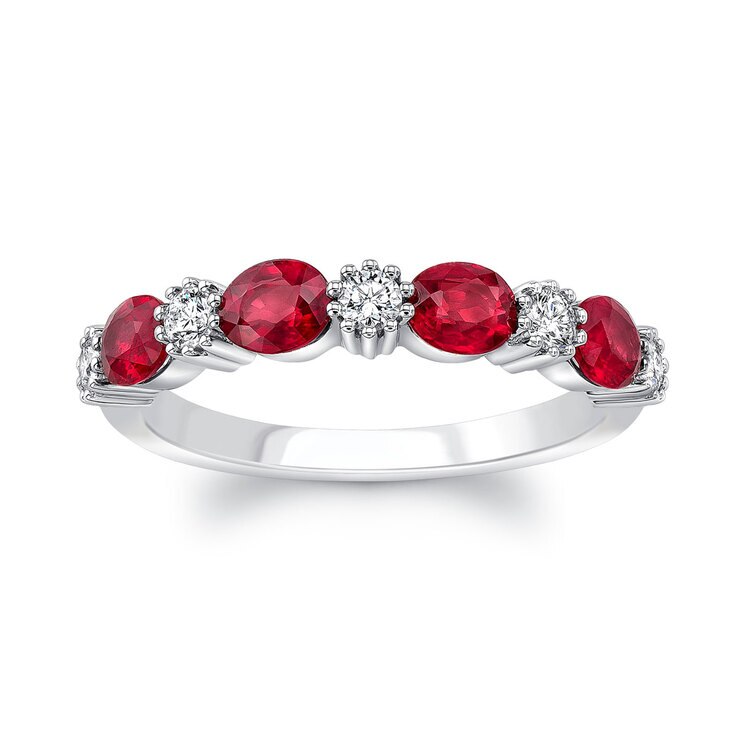 Ruby & 0.25ctw Diamond Ring, 18ct White Gold | Costco UK