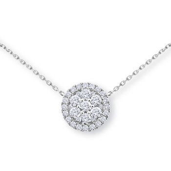 0.77ctw Round Brilliant Cut Diamond Cluster Pendant, 18ct White Gold