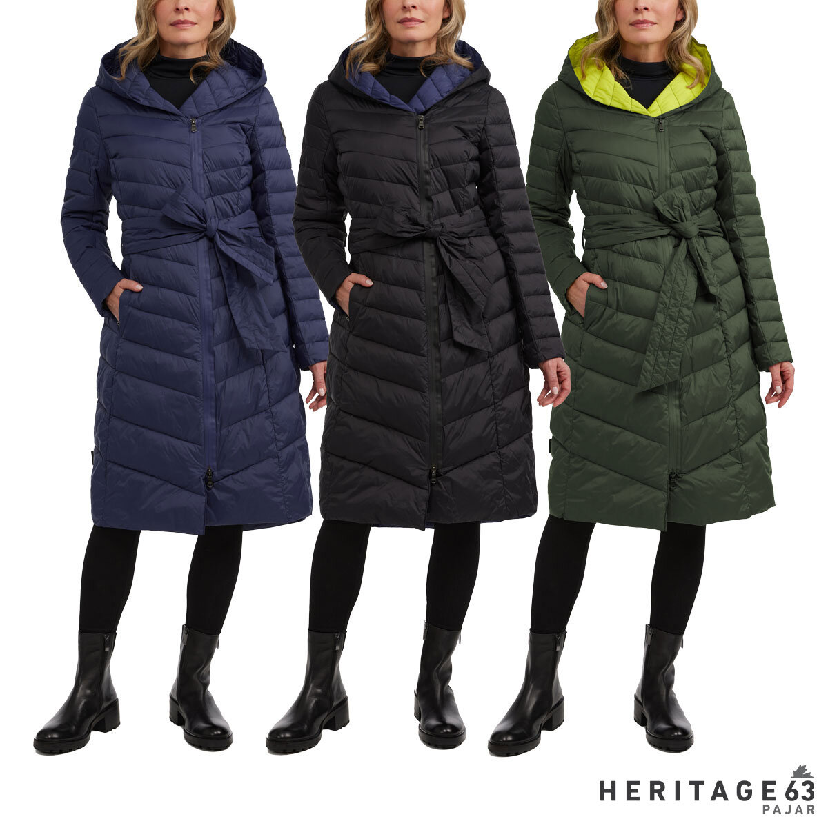 Pajar Ladies Long Lightweight Padded Coat in Green