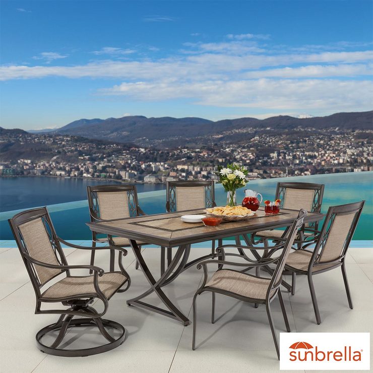 Agio Eldorado 7 Piece Sling Cast Aluminium Dining Patio Set | Costco UK